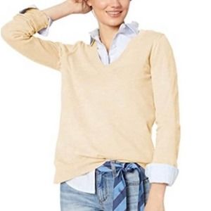 J.Crew Layering Tan V-Neck Top Womens Size XS